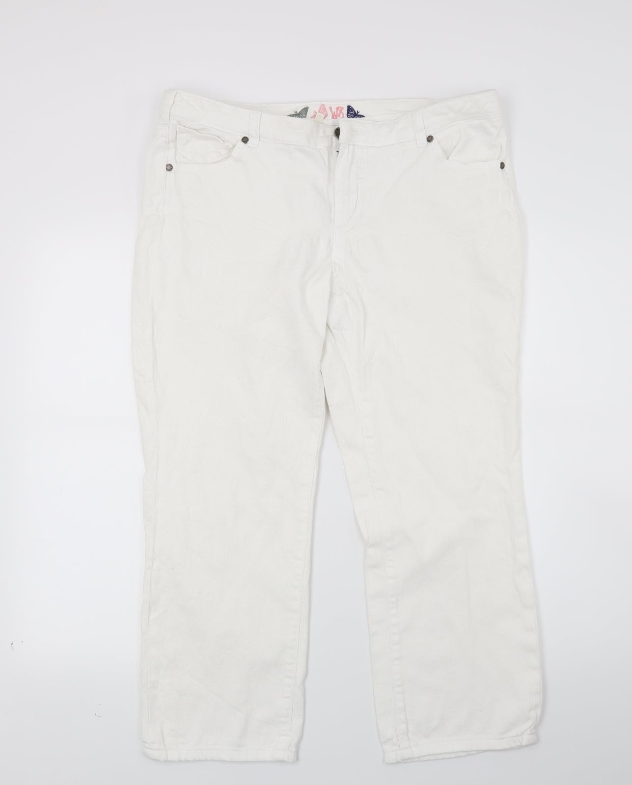 White Stuff Womens White  Denim Cropped Jeans Size 14 L22 in