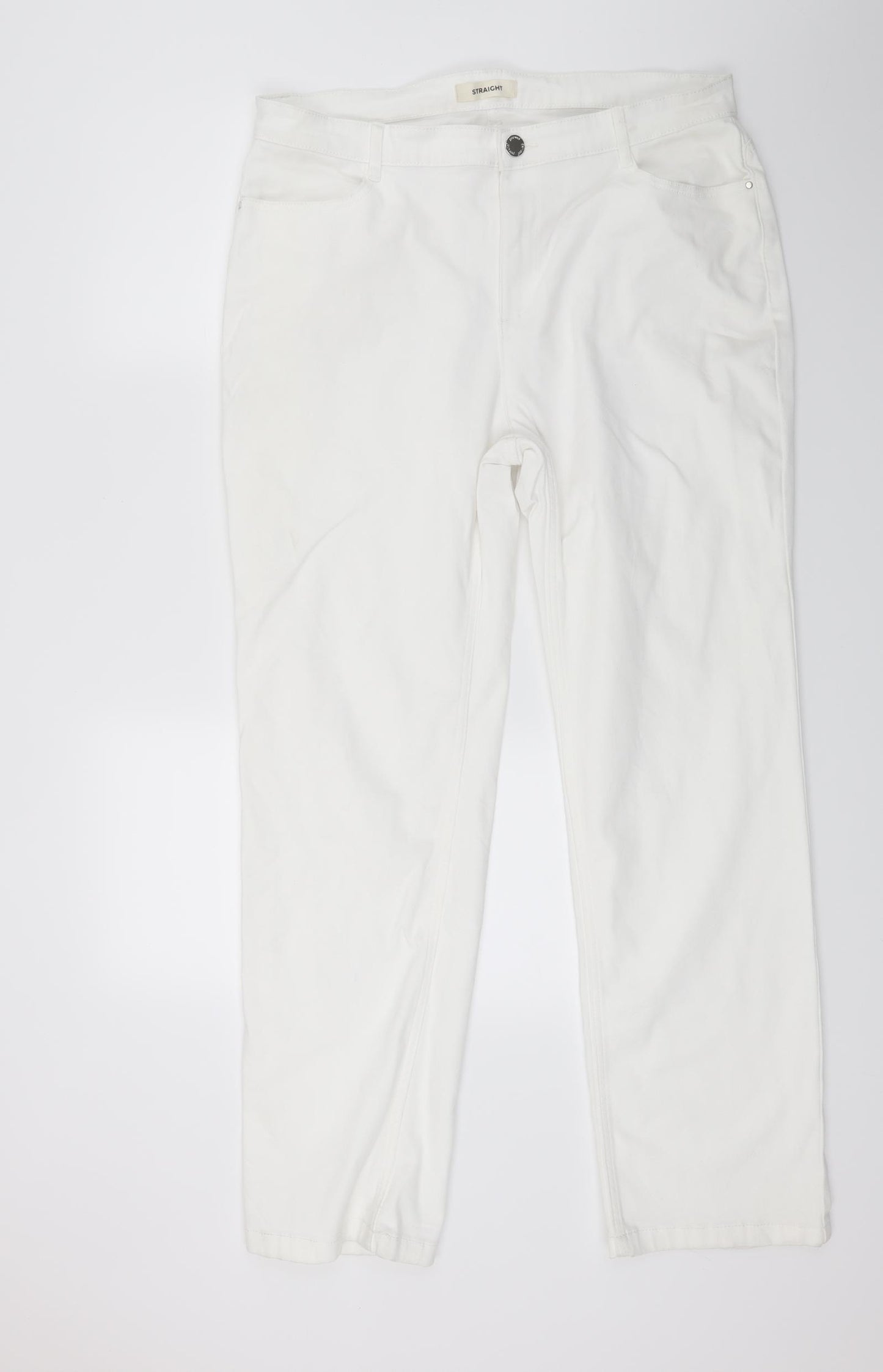 Marks and Spencer Womens White  Denim Straight Jeans Size 18 L27 in