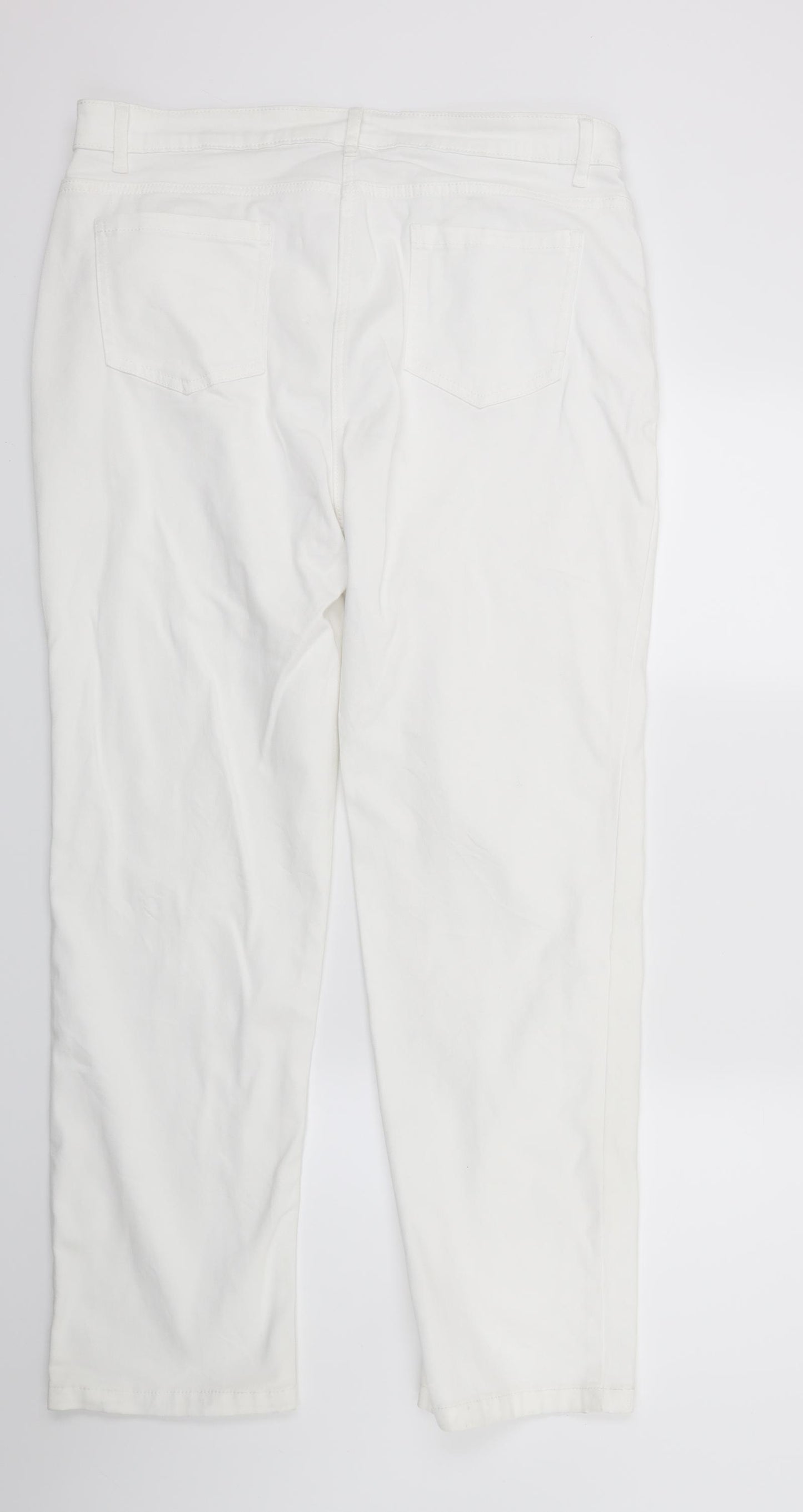 Marks and Spencer Womens White  Denim Straight Jeans Size 18 L27 in