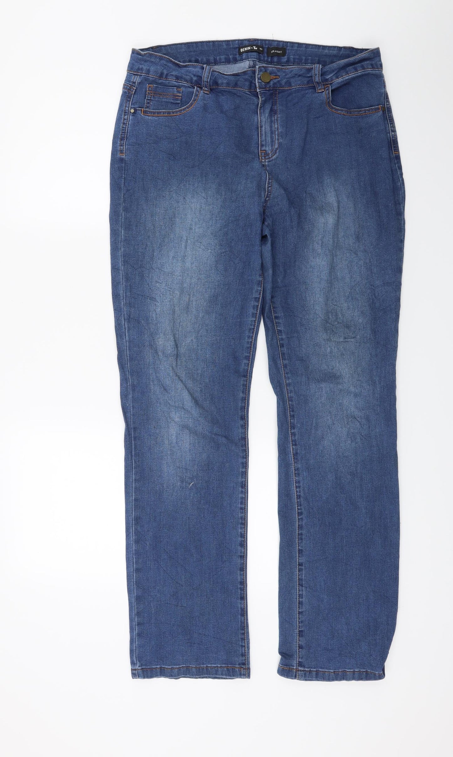 TU Womens Blue  Denim Straight Jeans Size 14 L27 in