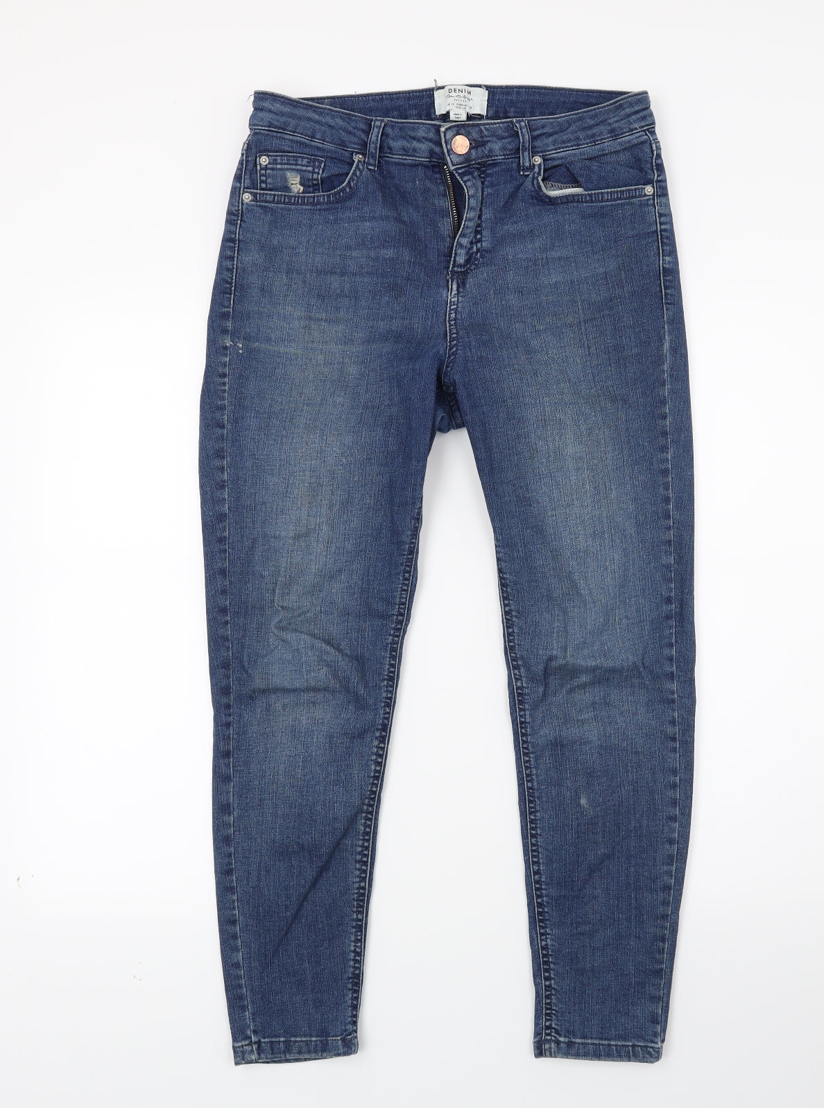 Miss Selfridge Womens Blue  Denim Skinny Jeans Size 12 L24 in