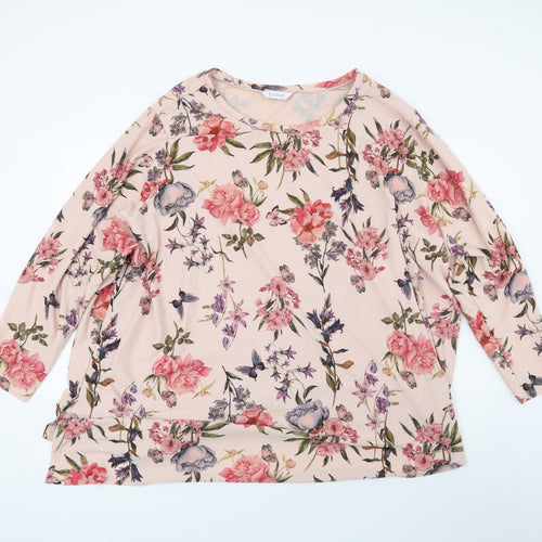 Evans Womens Pink Floral Knit Tunic Jumper Size 30