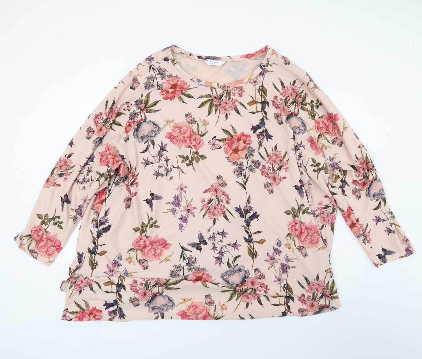 Evans Womens Pink Floral Knit Tunic Jumper Size 30