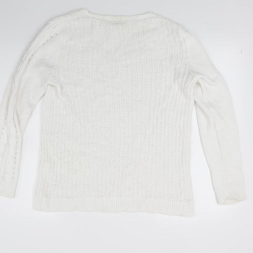 TU Womens White  Knit Pullover Jumper Size 14