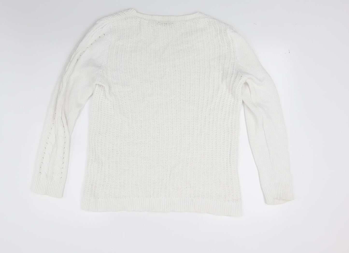 TU Womens White  Knit Pullover Jumper Size 14