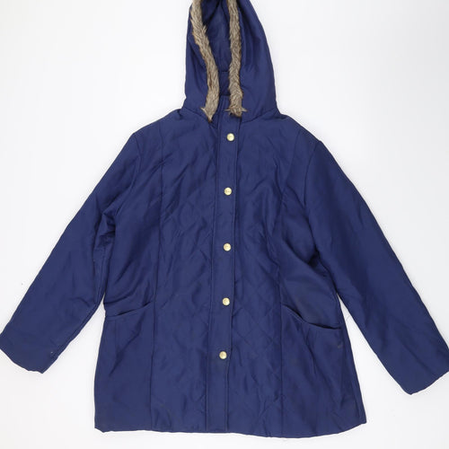 Anne De Lancay Womens Blue   Parka Coat Size M