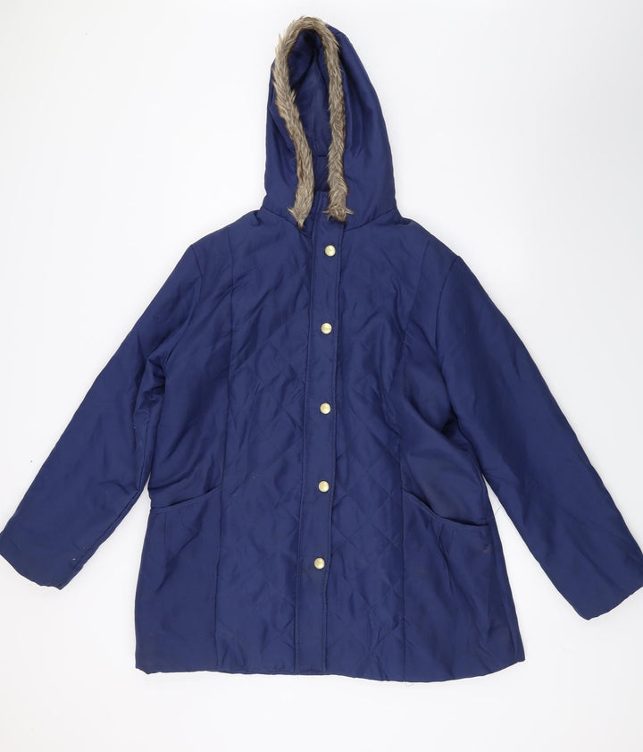 Anne De Lancay Womens Blue Parka Coat Size M