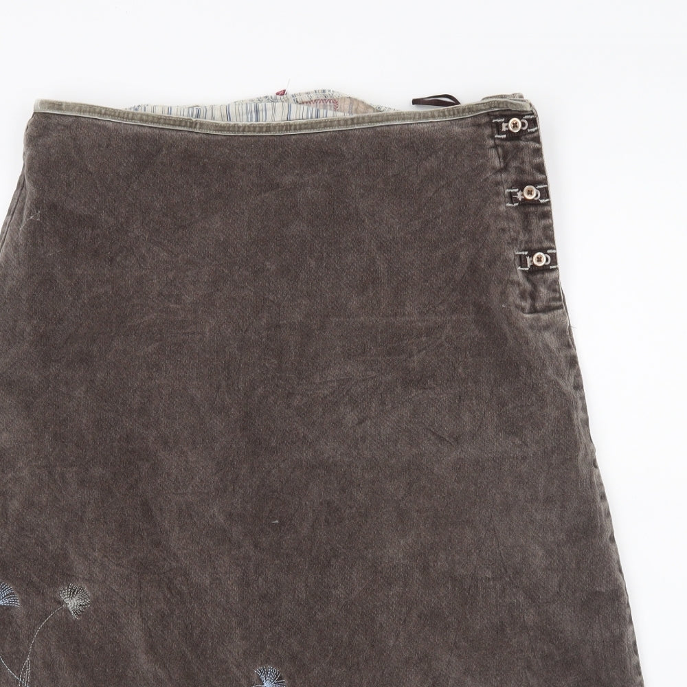 White Stuff Womens Brown Floral  A-Line Skirt Size 10