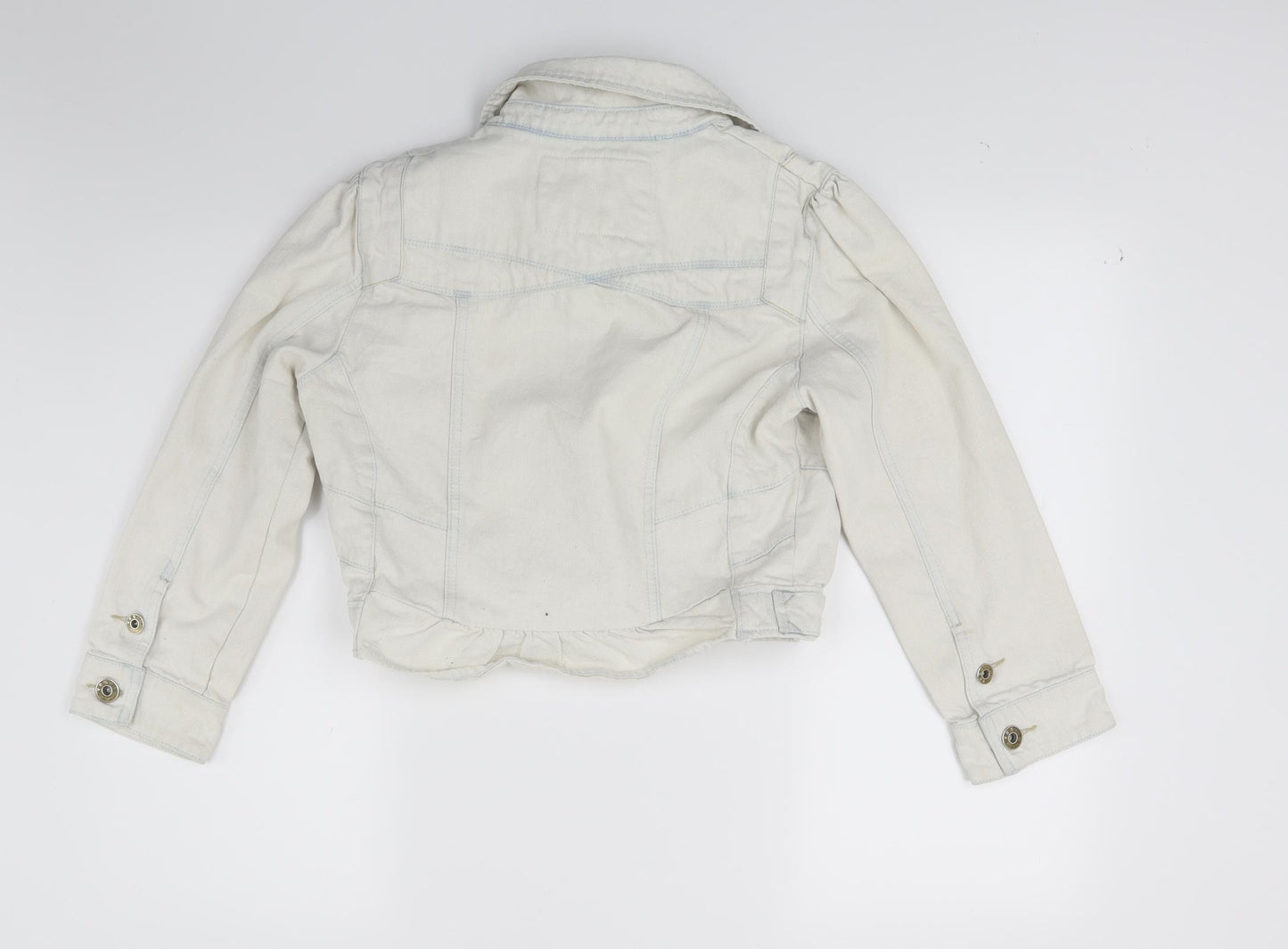 New Look Womens White  Denim Jacket Coat Size 14