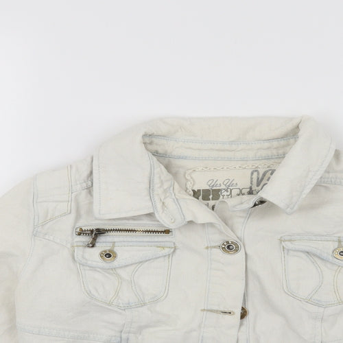 New Look Womens White  Denim Jacket Coat Size 14