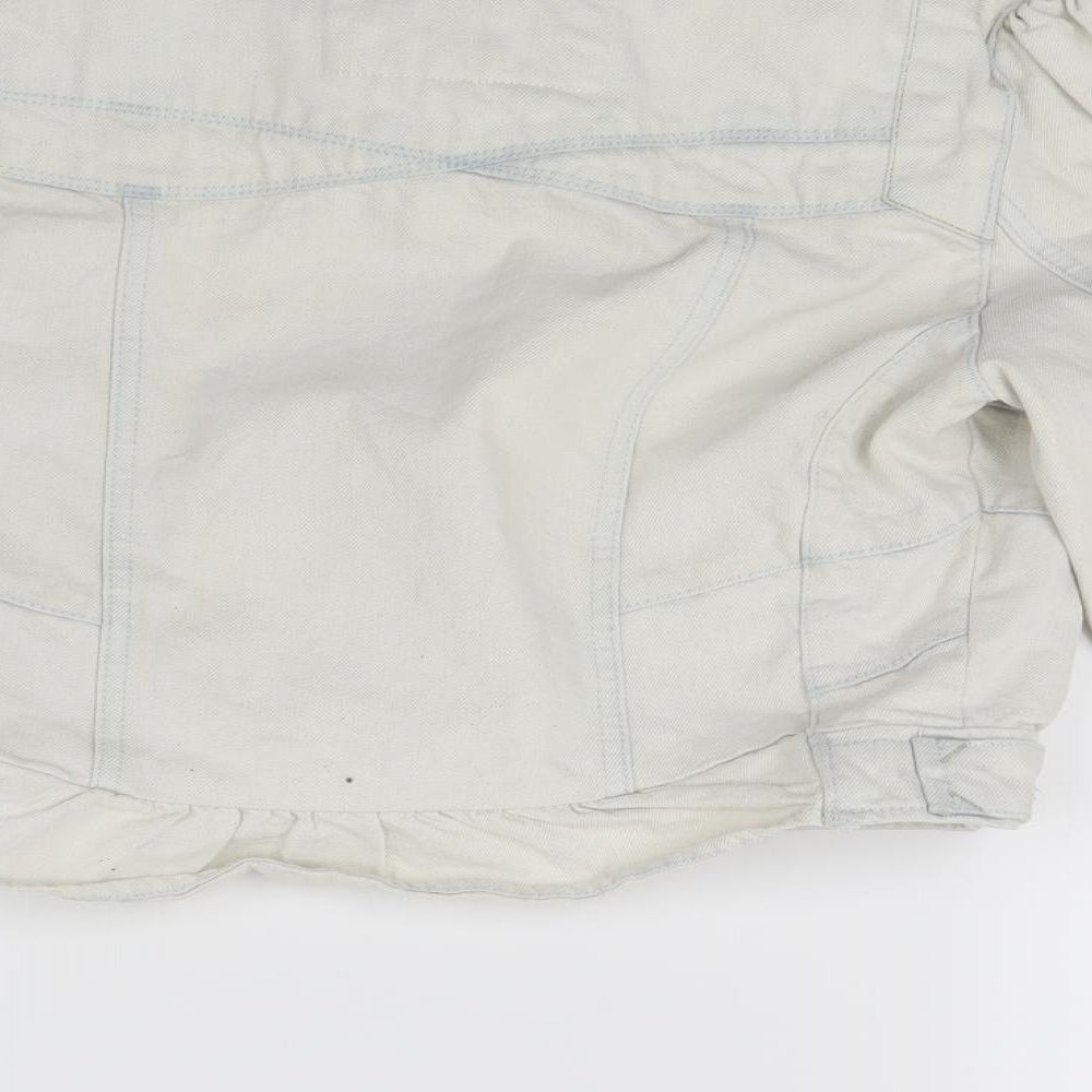 New Look Womens White  Denim Jacket Coat Size 14