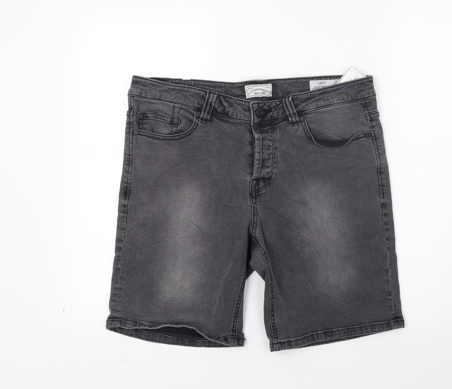 ONLY & SONS Mens Black  Denim Bermuda Shorts Size 33 in