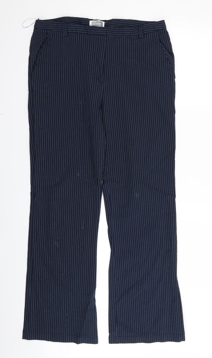 Etam Womens Blue Striped Trousers Size 16 L30 in