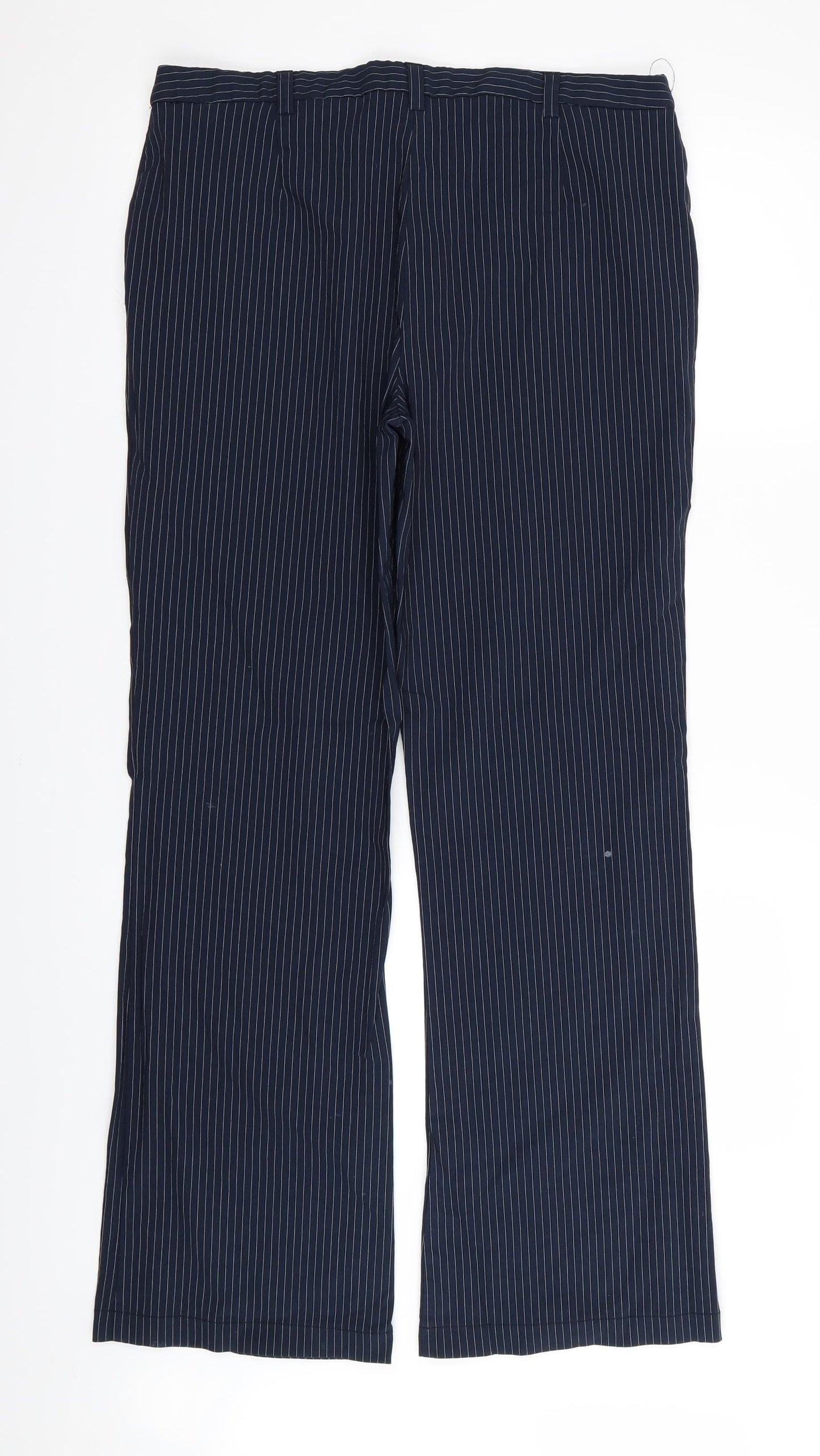 Etam Womens Blue Striped  Trousers  Size 16 L30 in