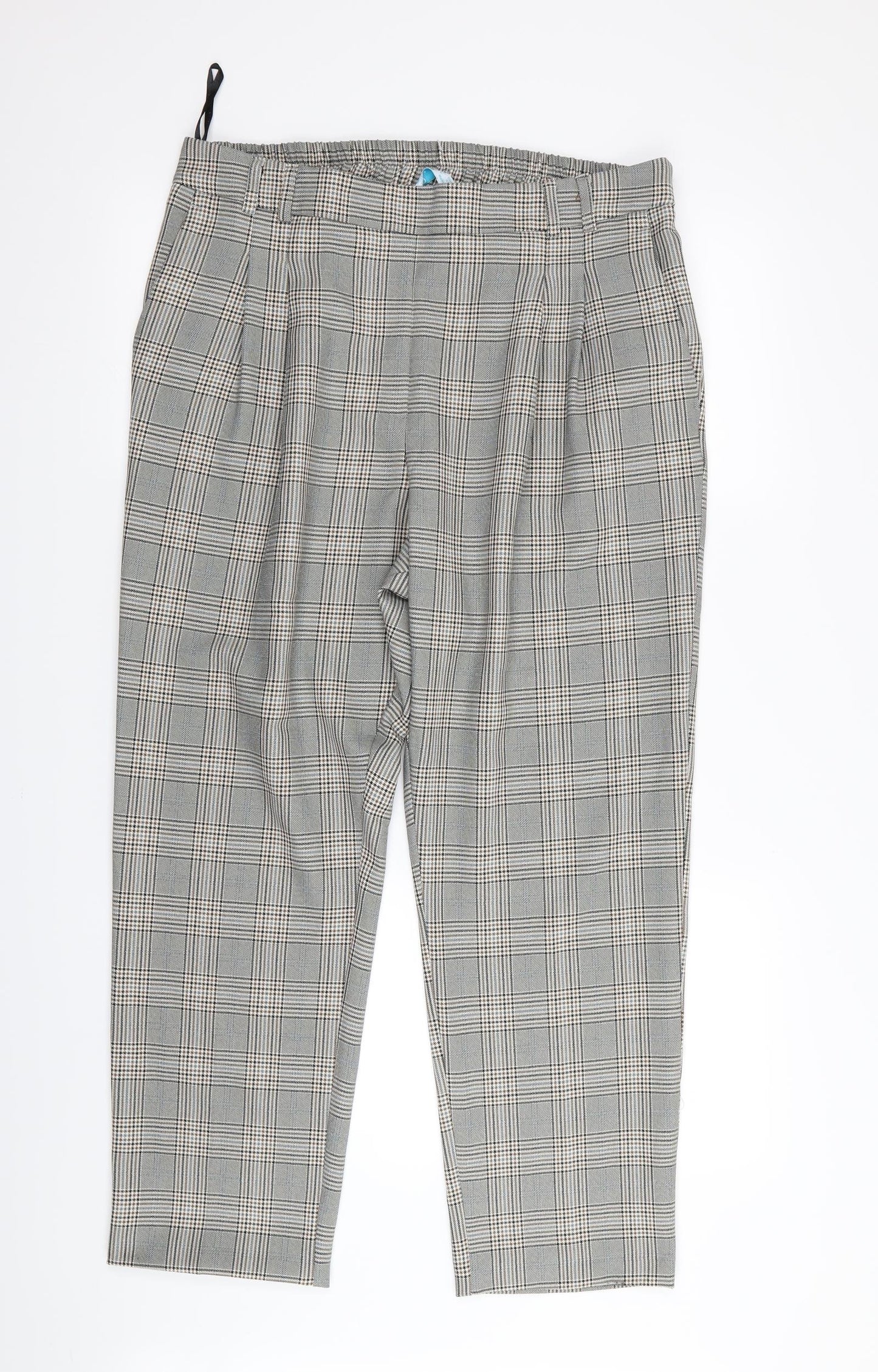 Primark Womens Beige Check  Trousers  Size 16 L26 in