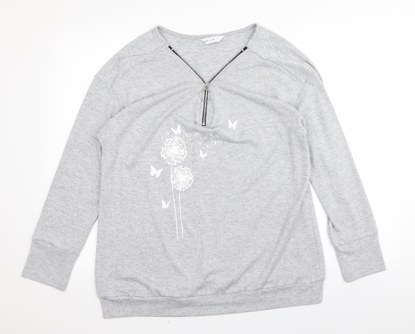 Preworn Womens Grey Floral  Basic T-Shirt Size M