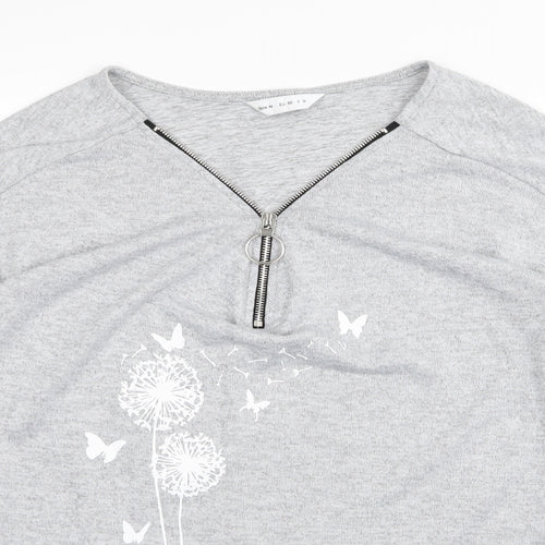 Preworn Womens Grey Floral  Basic T-Shirt Size M
