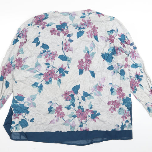 RJR.John Rocha Womens Grey Floral  Basic T-Shirt Size 18