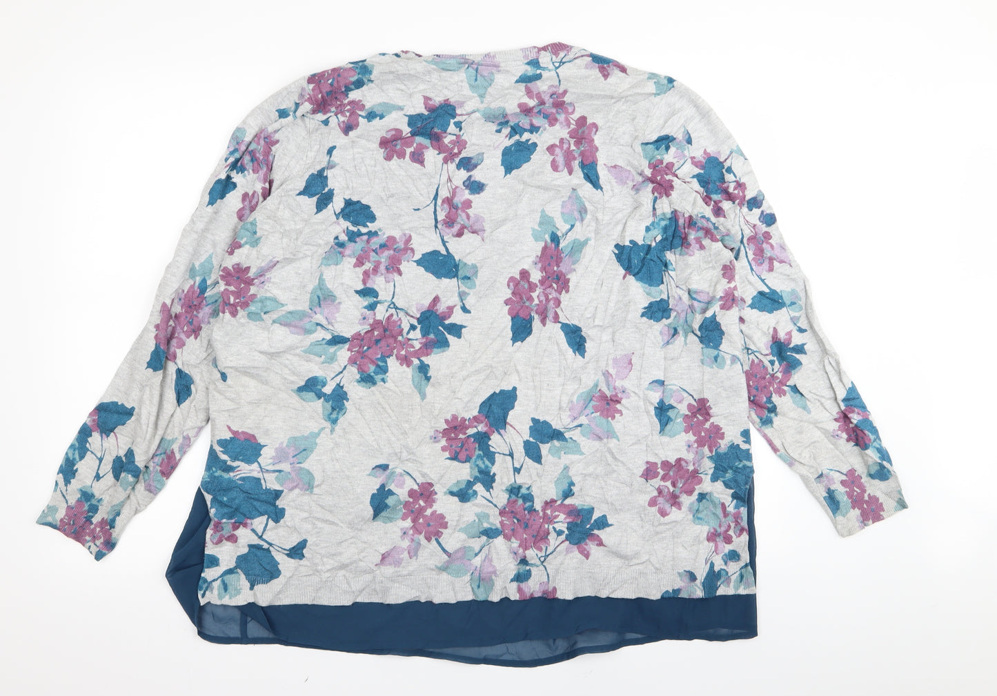 RJR.John Rocha Womens Grey Floral  Basic T-Shirt Size 18