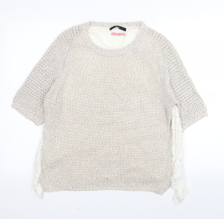 Quiz Womens Beige   Pullover Jumper Size 14