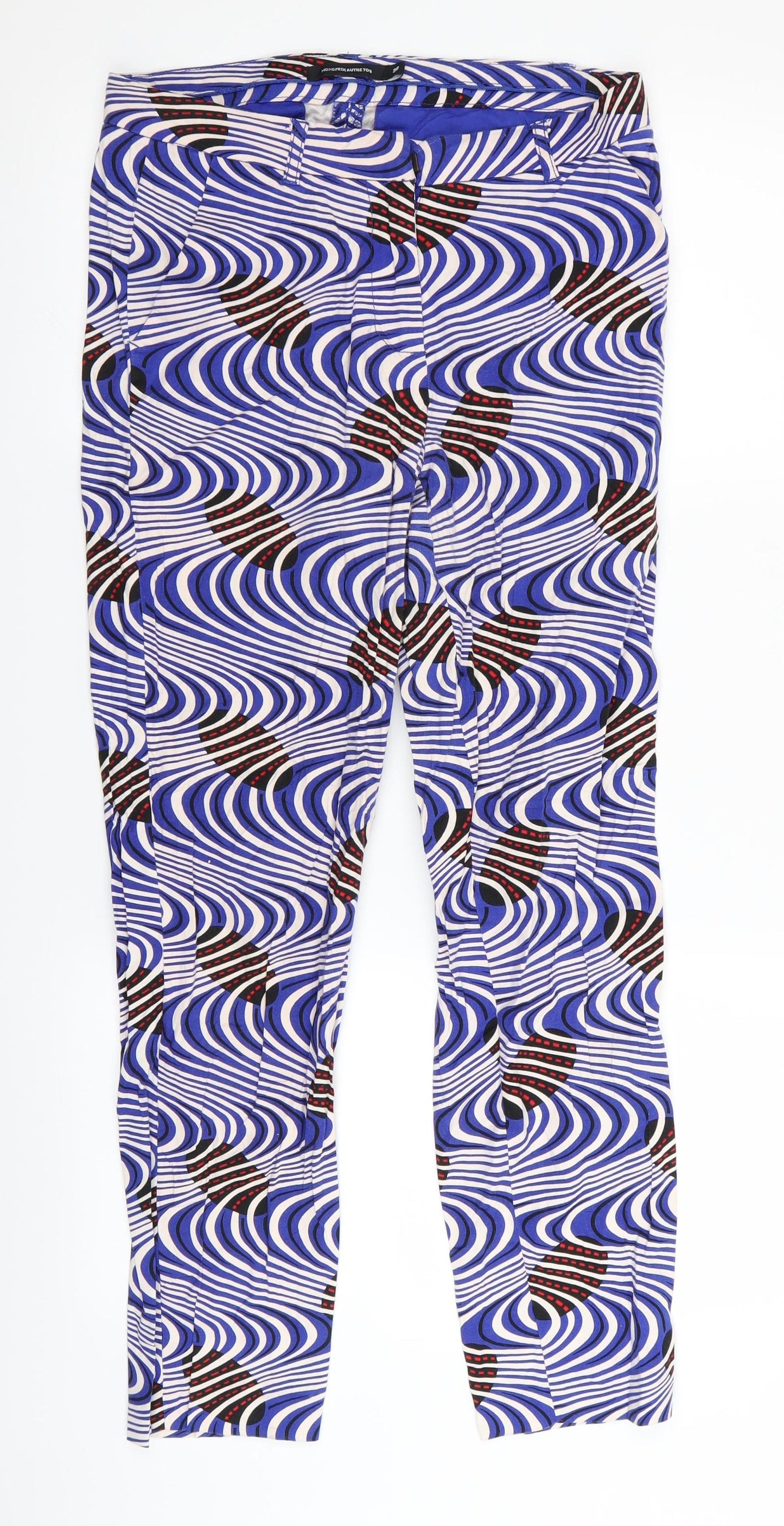 Monoprix Womens Multicoloured Geometric  Trousers  Size 8 L29 in