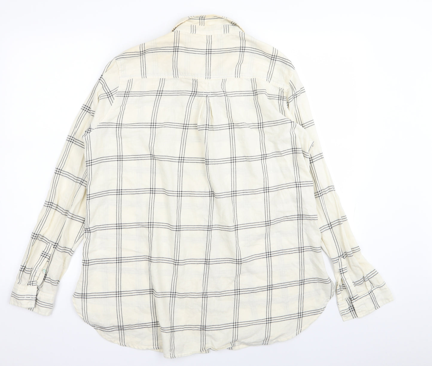 H&M Womens Beige Check  Basic Button-Up Size 14