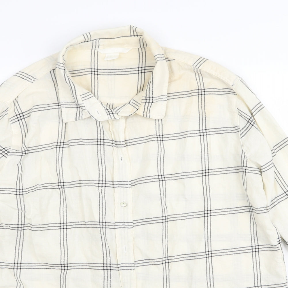 H&M Womens Beige Check  Basic Button-Up Size 14