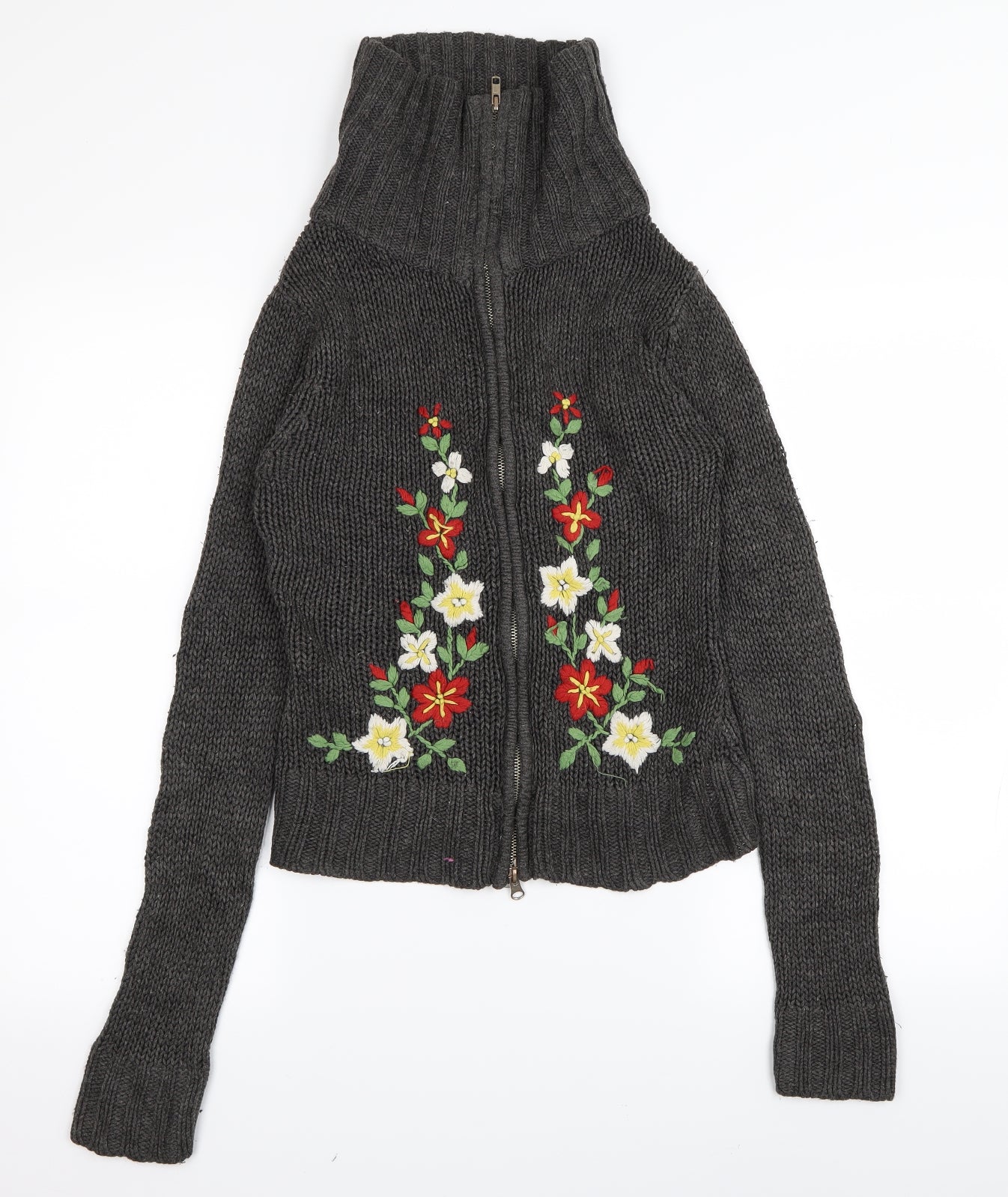 New Look Womens Brown Floral  Full Zip Jumper Size 8