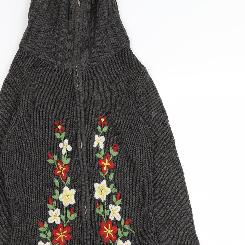 New Look Womens Brown Floral  Full Zip Jumper Size 8