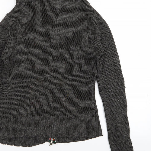 New Look Womens Brown Floral  Full Zip Jumper Size 8