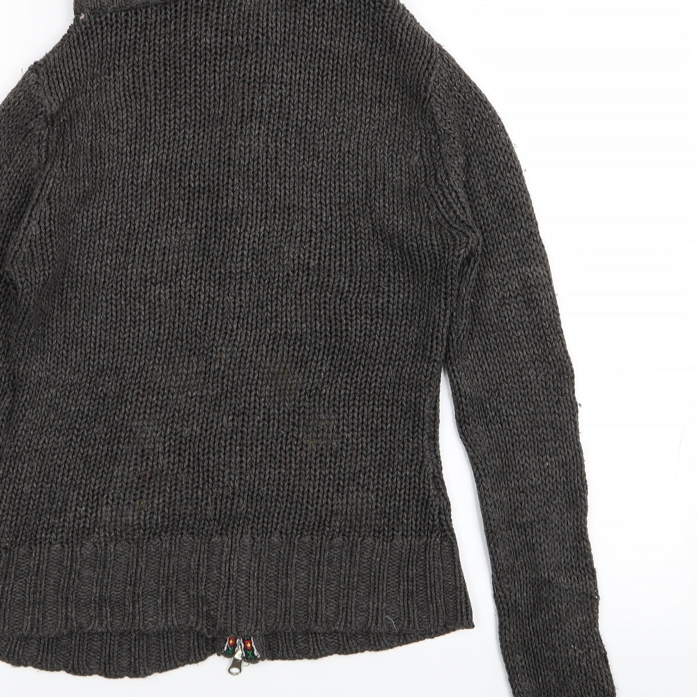 New Look Womens Brown Floral  Full Zip Jumper Size 8
