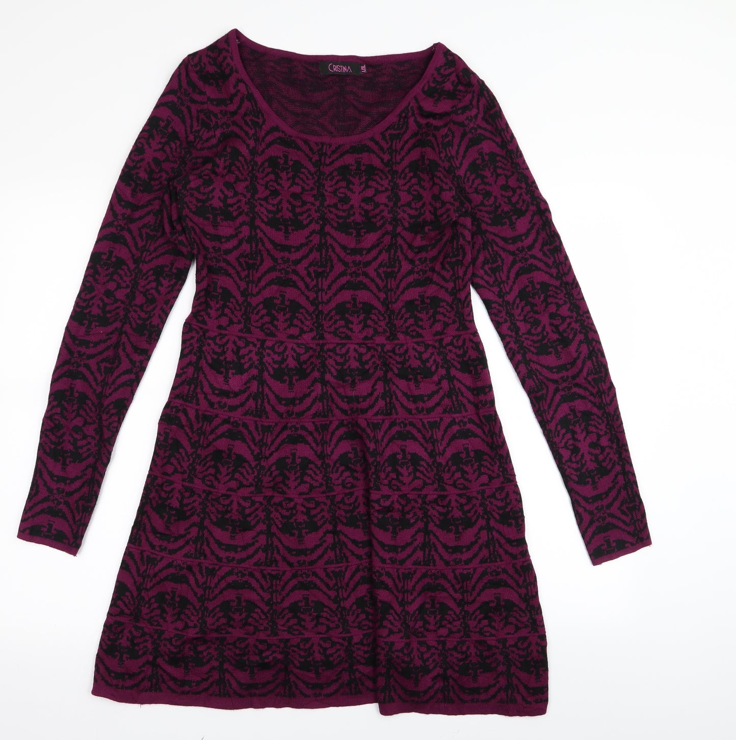 Cristina Womens Purple Geometric  Jumper Dress  Size L