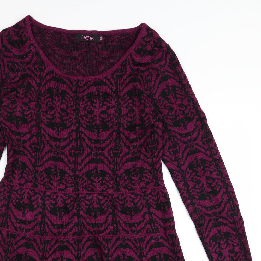 Cristina Womens Purple Geometric  Jumper Dress  Size L