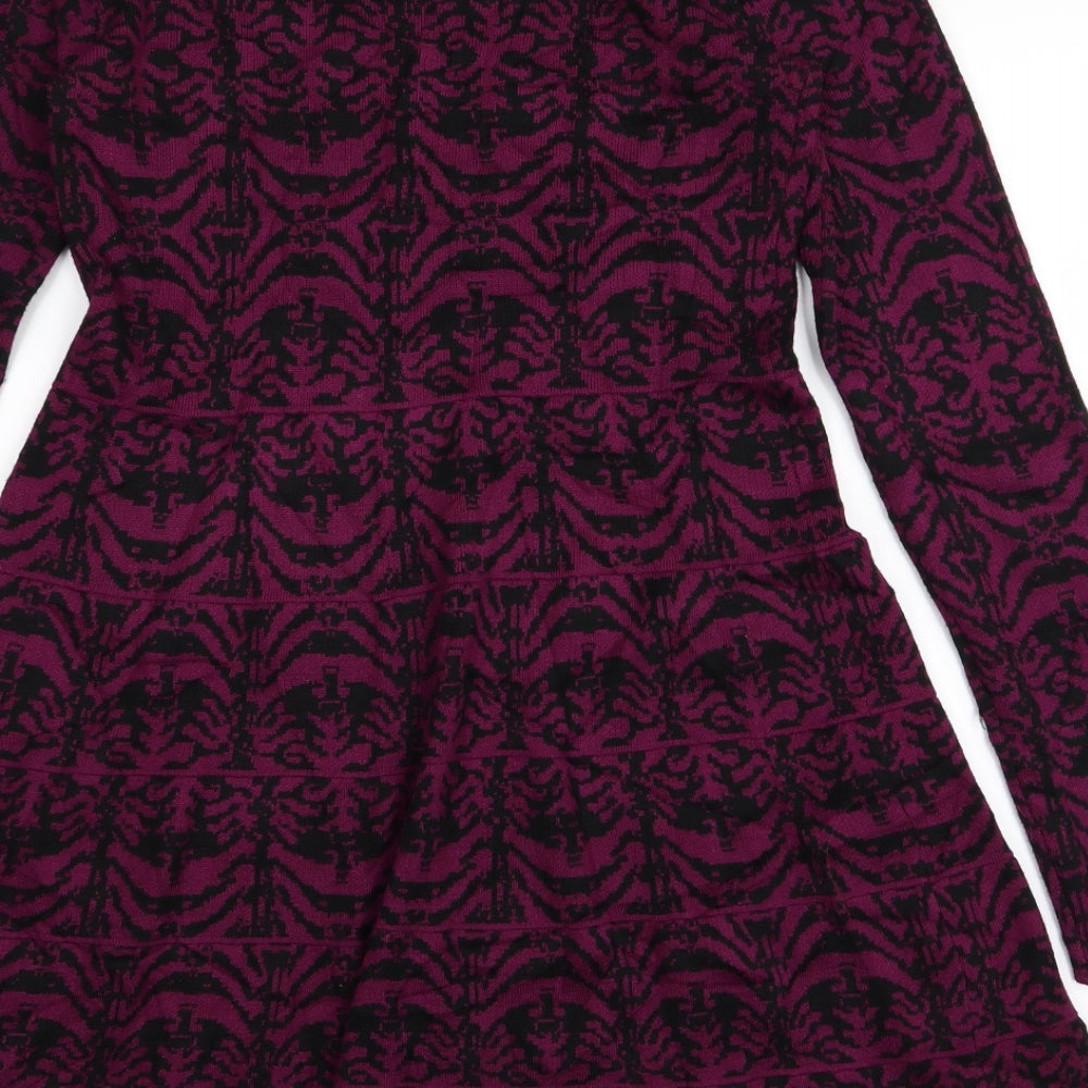 Cristina Womens Purple Geometric  Jumper Dress  Size L