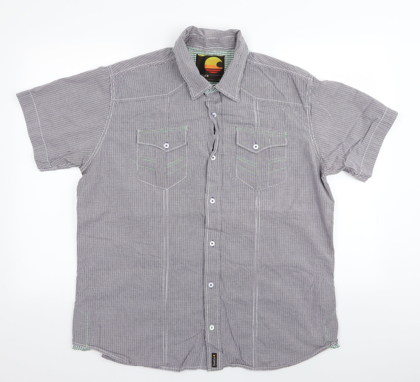 SoulCal&Co Mens Multicoloured Check   Button-Up Size XL