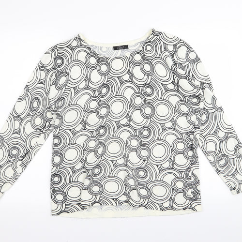 BM Womens White Geometric  Pullover Jumper Size M
