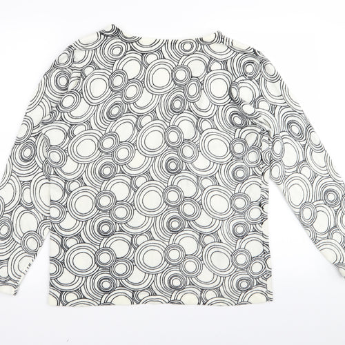 BM Womens White Geometric  Pullover Jumper Size M