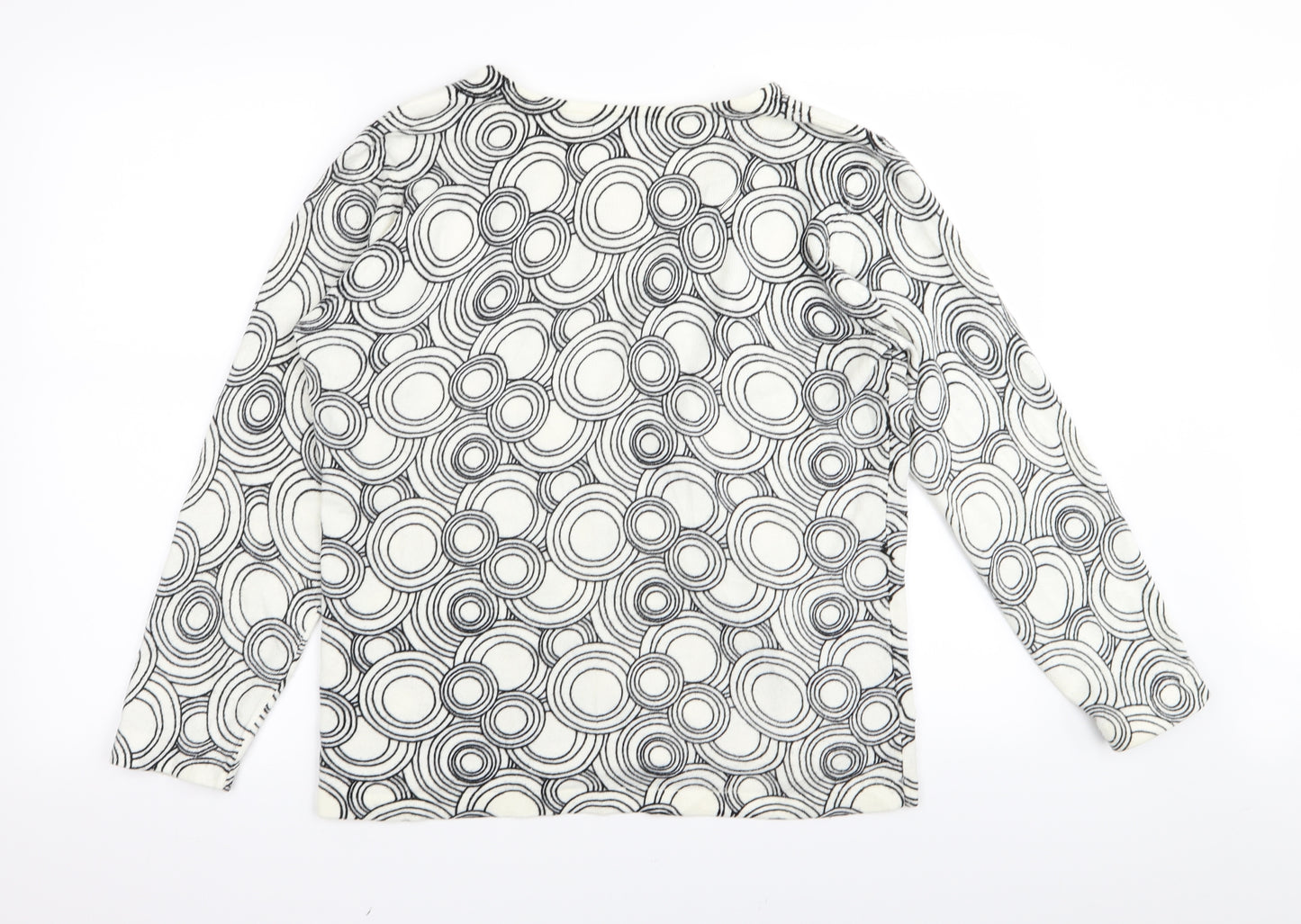 BM Womens White Geometric  Pullover Jumper Size M