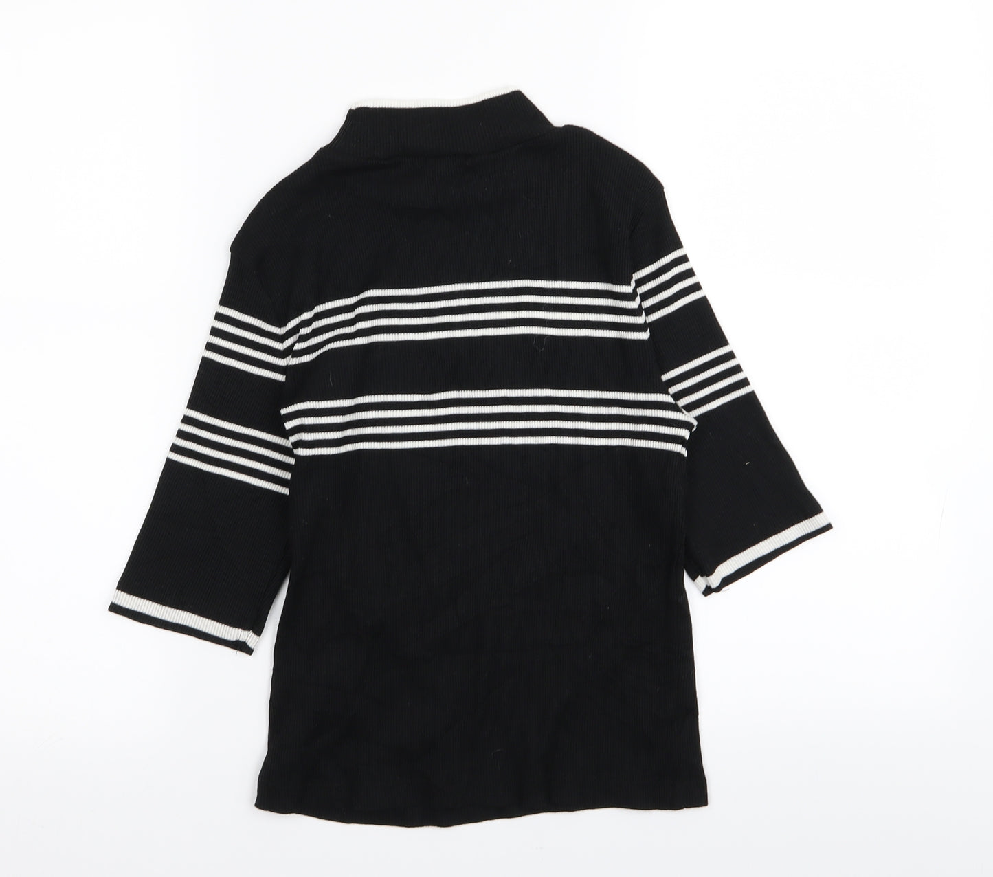 New Look Womens Black Striped  Basic T-Shirt Size 12