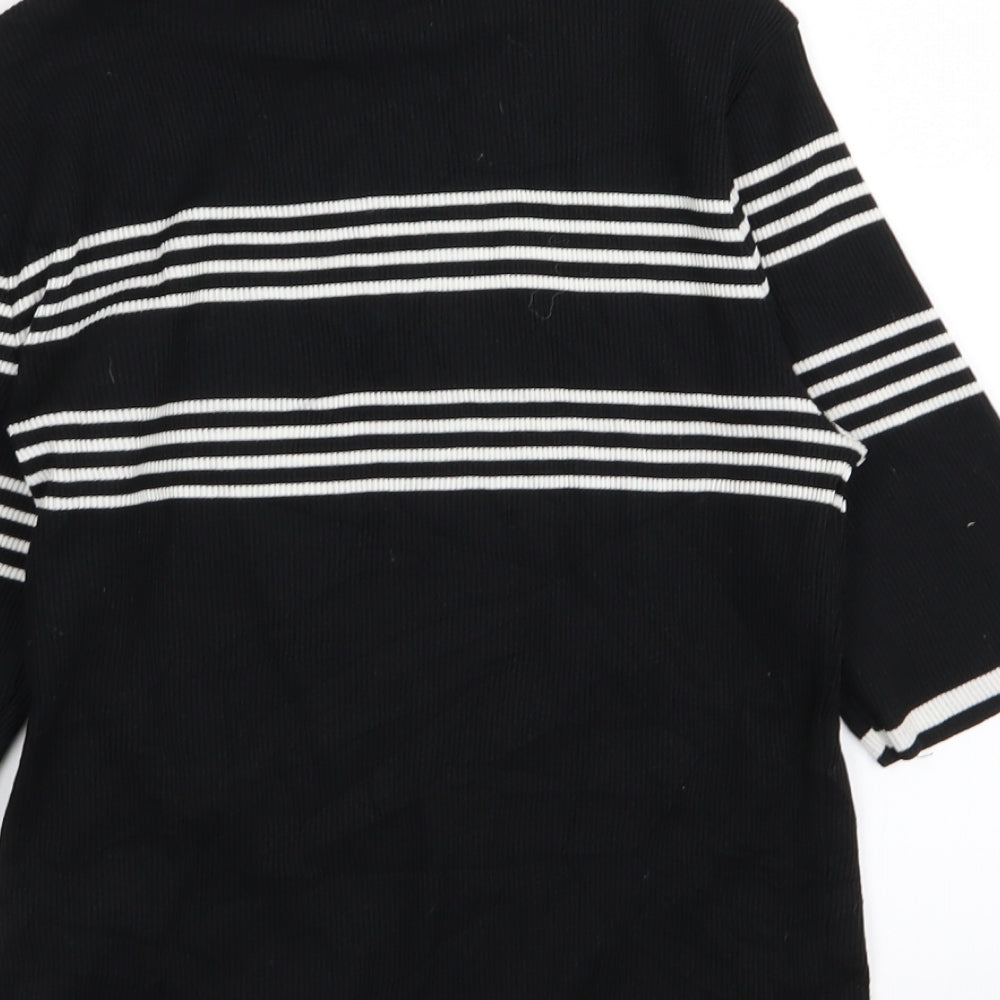 New Look Womens Black Striped  Basic T-Shirt Size 12