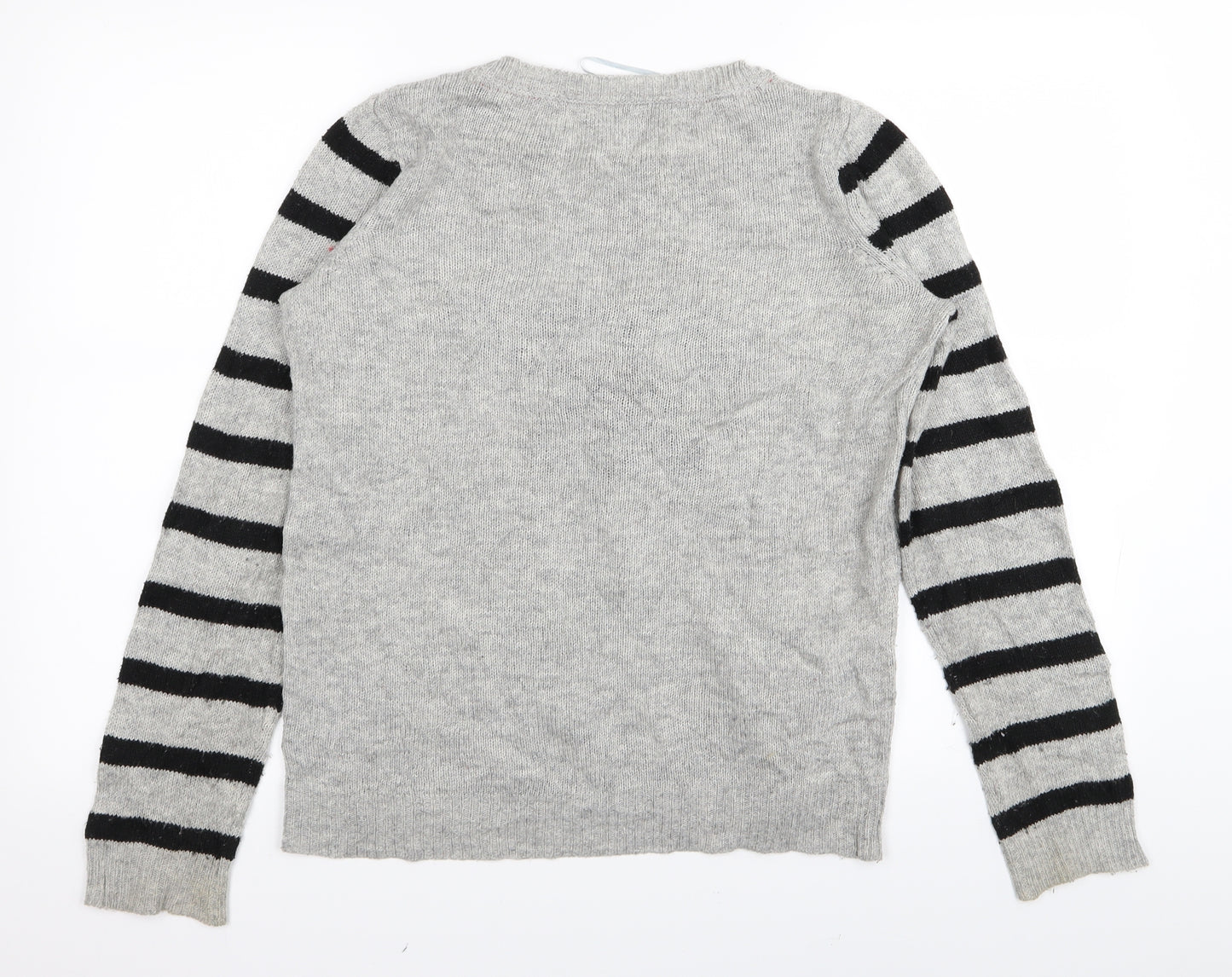 F&F Womens Grey Striped  Pullover Jumper Size 10