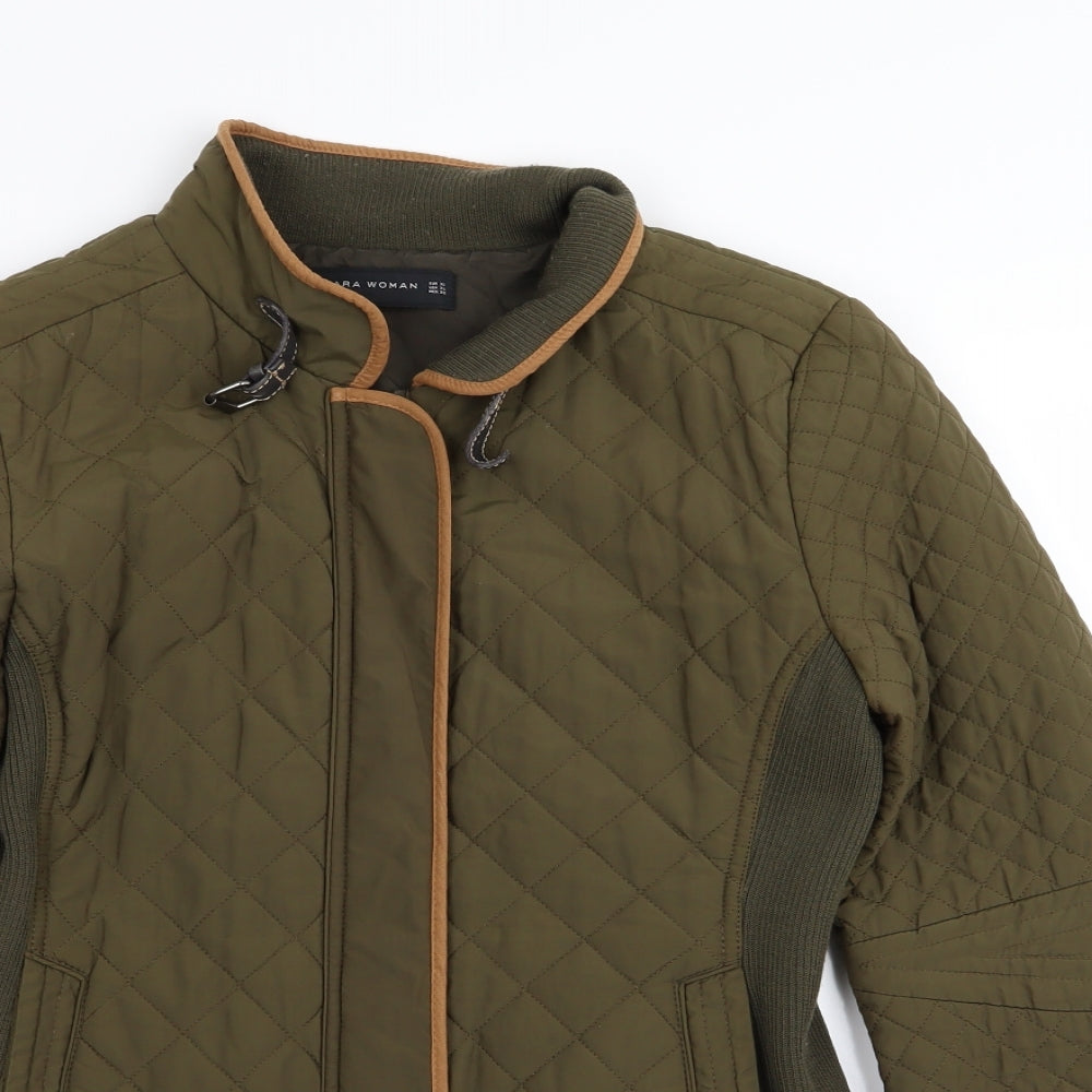 Zara Womens Green Argyle/Diamond  Rain Coat Coat Size 20