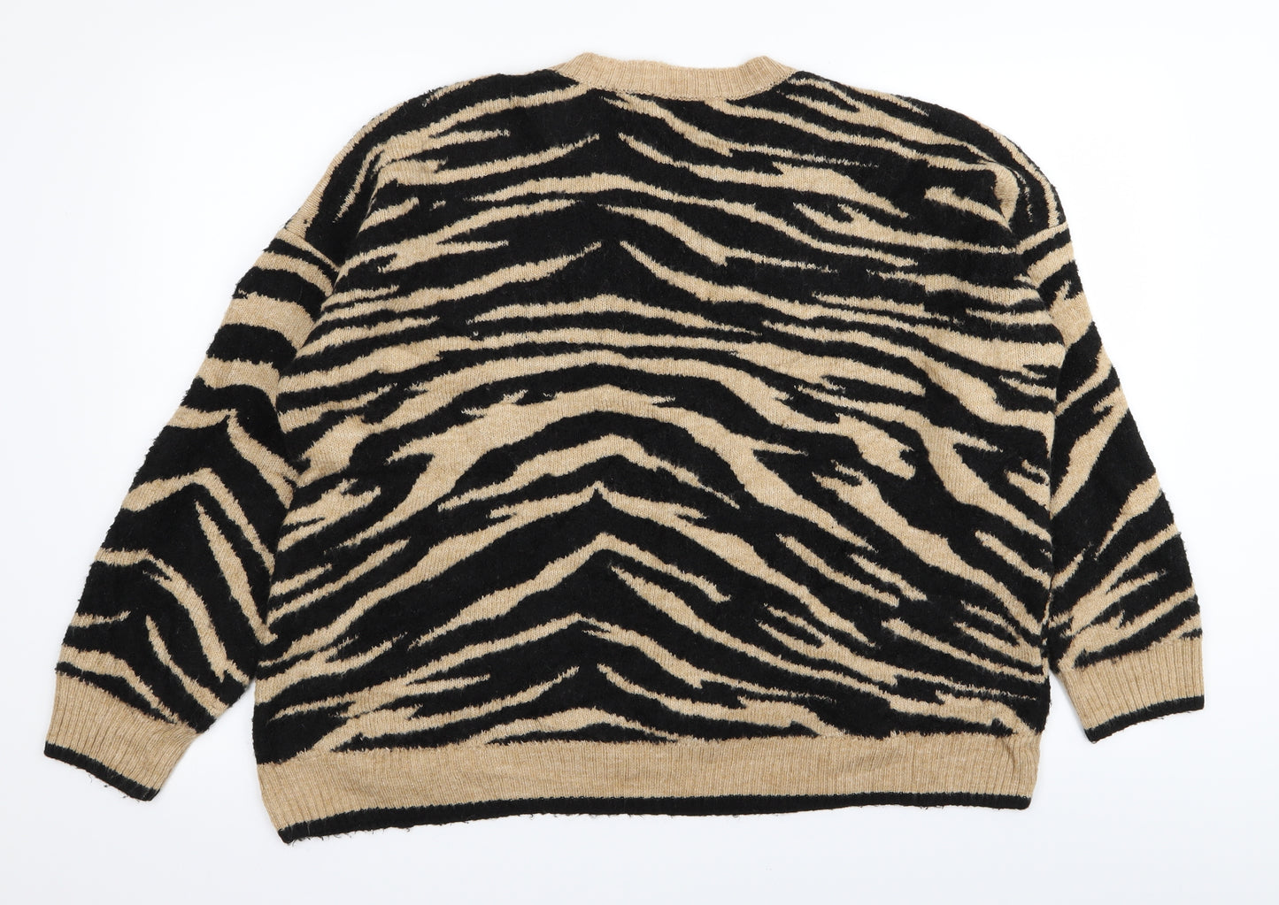 M&S Womens Beige Animal Print  Pullover Jumper Size L