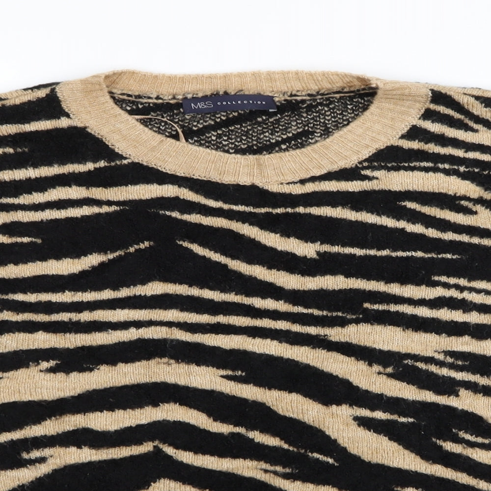 M&S Womens Beige Animal Print  Pullover Jumper Size L