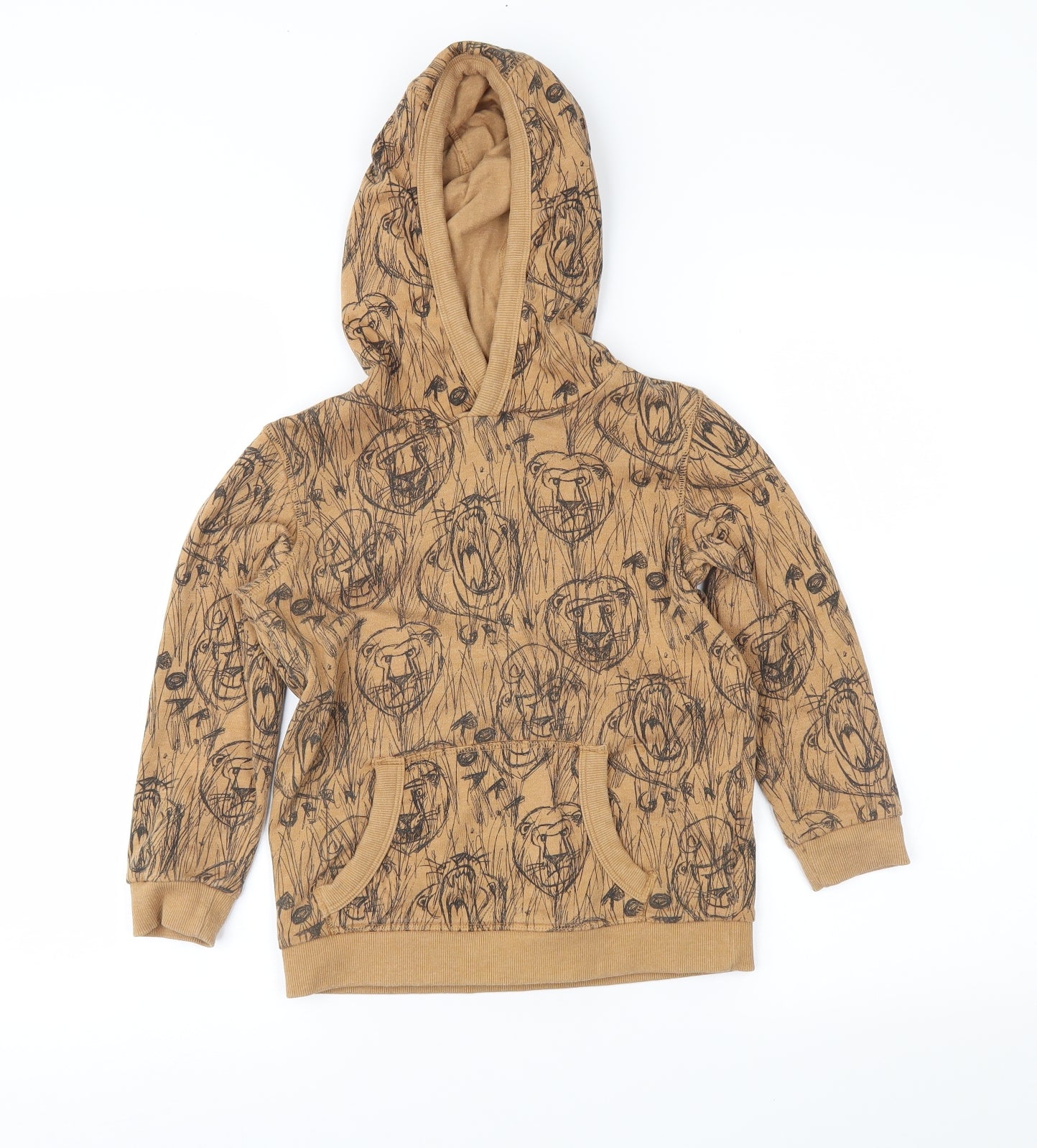 TU Boys Brown Geometric  Pullover Hoodie Size 5-6 Years