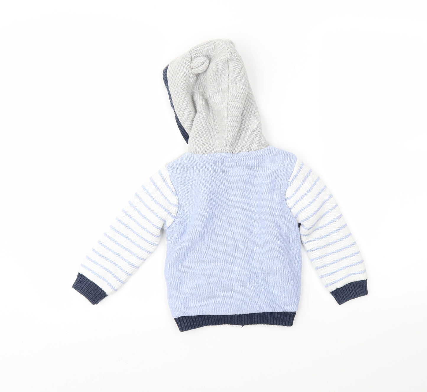 Nutmeg Boys Blue Striped Knit Jacket Coatigan Size 18-24 Months