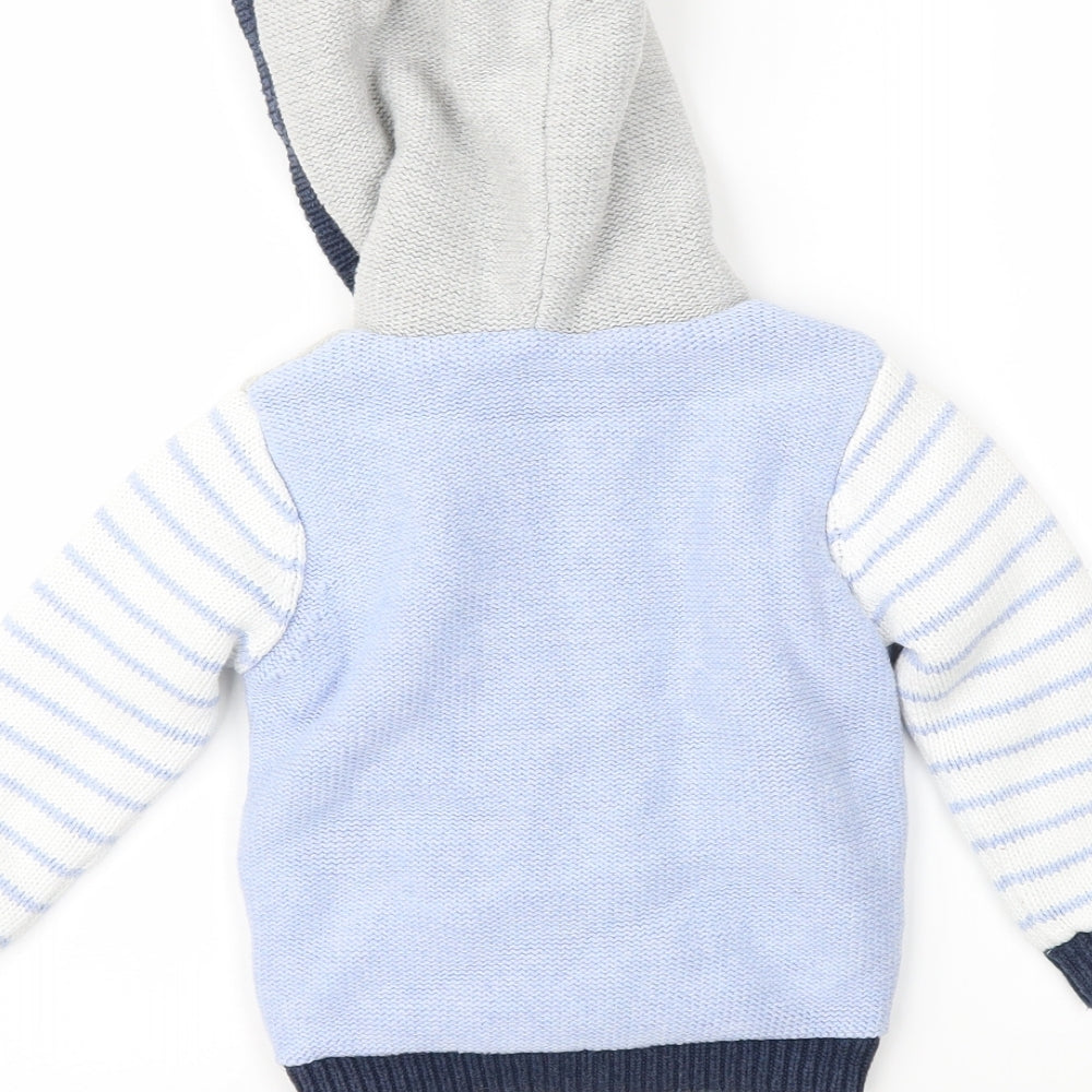 Nutmeg Boys Blue Striped Knit Jacket Coatigan Size 18-24 Months