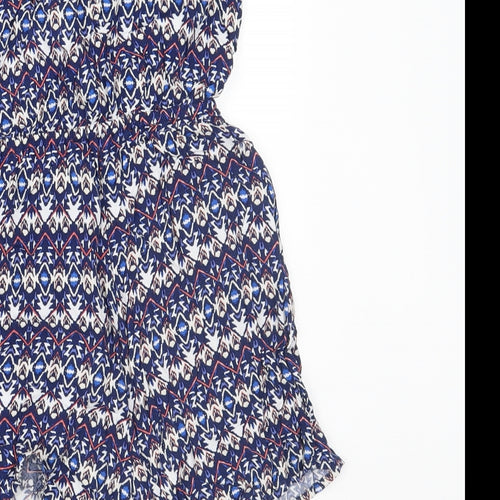 Divided Womens Blue Geometric  Playsuit One-Piece Size 8