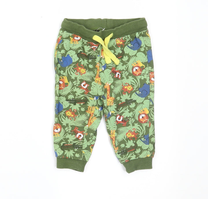 So Cute Boys Green Geometric Jogger Trousers Size 6-9 Months