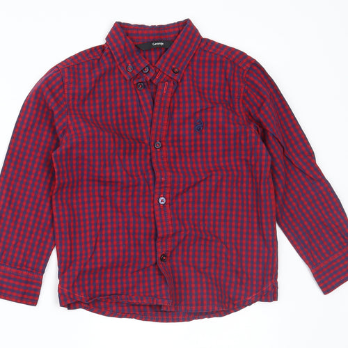 George Boys Red Check  Basic Button-Up Size 2-3 Years